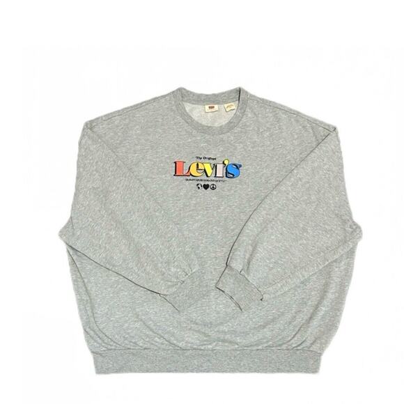 Levi’s Sweatshirt Men's Sweater Grey Oversized Fits Lightweight Spell Out Size L - Picture 1 of 6